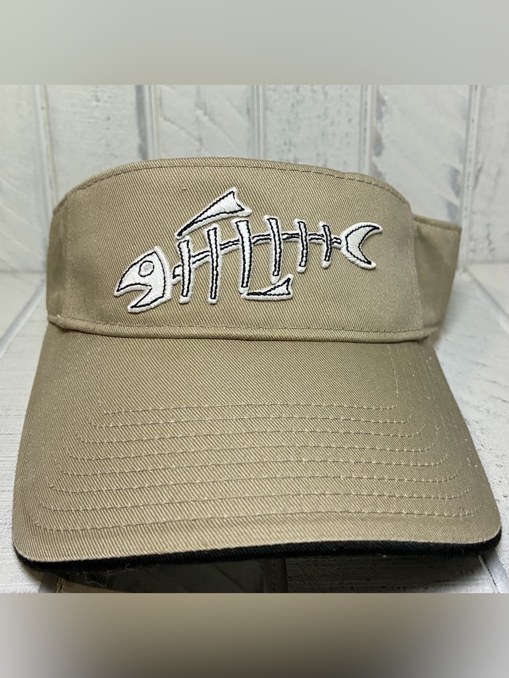 Outdoor Cap Pro Style Visor Khaki With Fish Bone Skeleton Logo Unisex OSFM